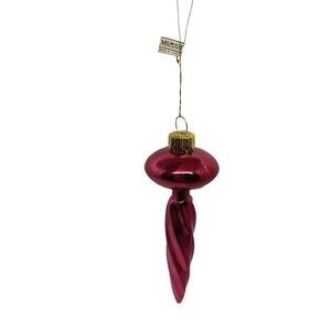 Midwest Importers Vintage Pink Glass Finial Christmas Ornament Twisted Icicle 4"
